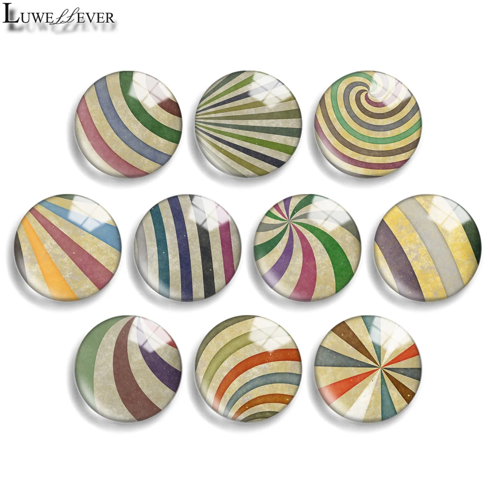 12mm 10mm 20mm 25mm 30mm 40mm 812 Stripe Mix Round Glass Cabochon Jewelry Finding 18mm Snap Button Charm Bracelet