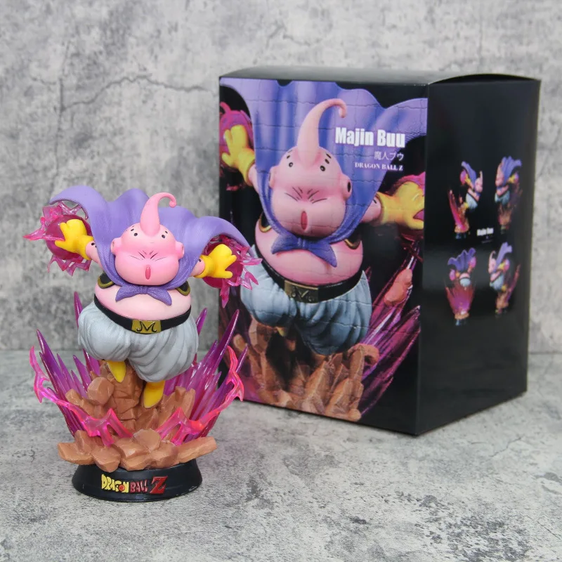 Figurka Dragon Ball Majin Buu Świecąca Statuetka Anime - Kolekcjonerska Figurka z PVC Dekoracja na Biurko Ozdoby Prezent Urodzinowy dla Dzieci Zabawka 19cm