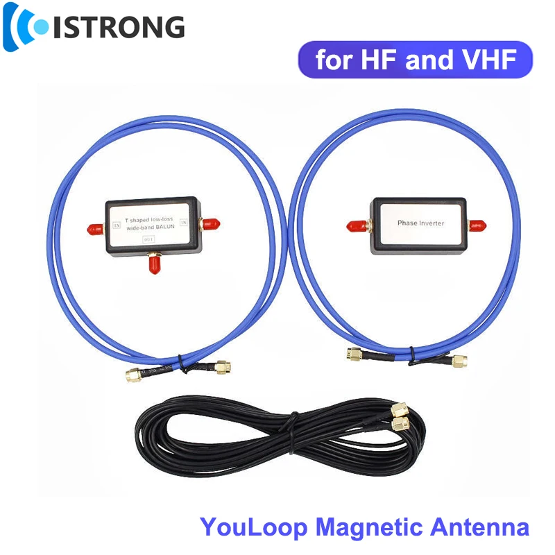 YouLoop Magnetic Antenna Portable Passive Magnetic Loop Antenna for HF VHF 6m Cable RG174 SMA Male to Male BALUN Phase Inverter