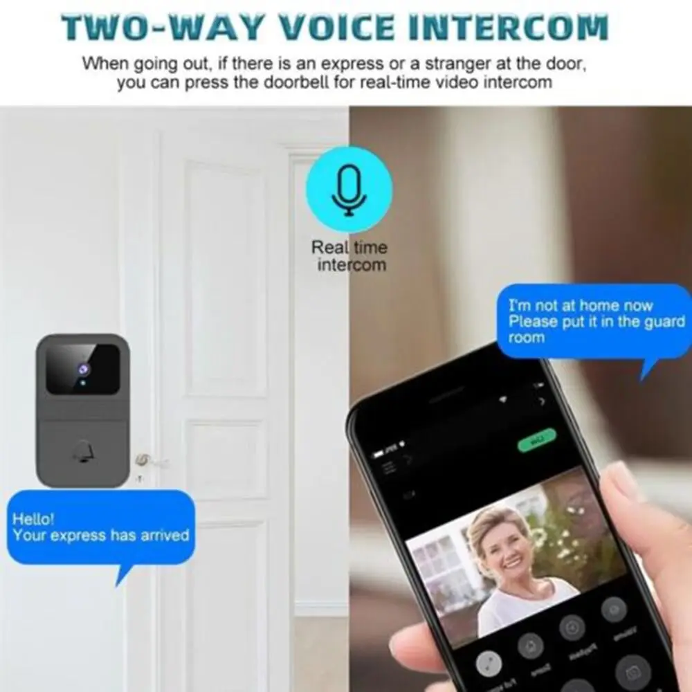 Security Intercom Wireless Smart Doorbell Motion Detection HD Video Doorbell Night Vision Phone Camera Door Bell Home