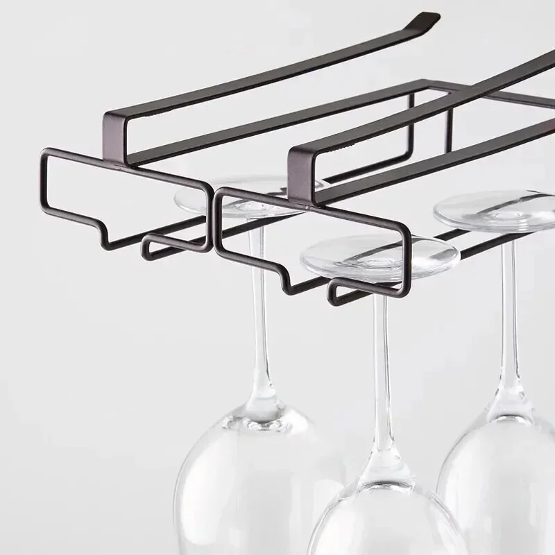 

Wine Glass Rack Wall Mounted Inverted Storage Shelf Under Cabinet No-punch Organizer Rack Drain Holder Kitchen Tools