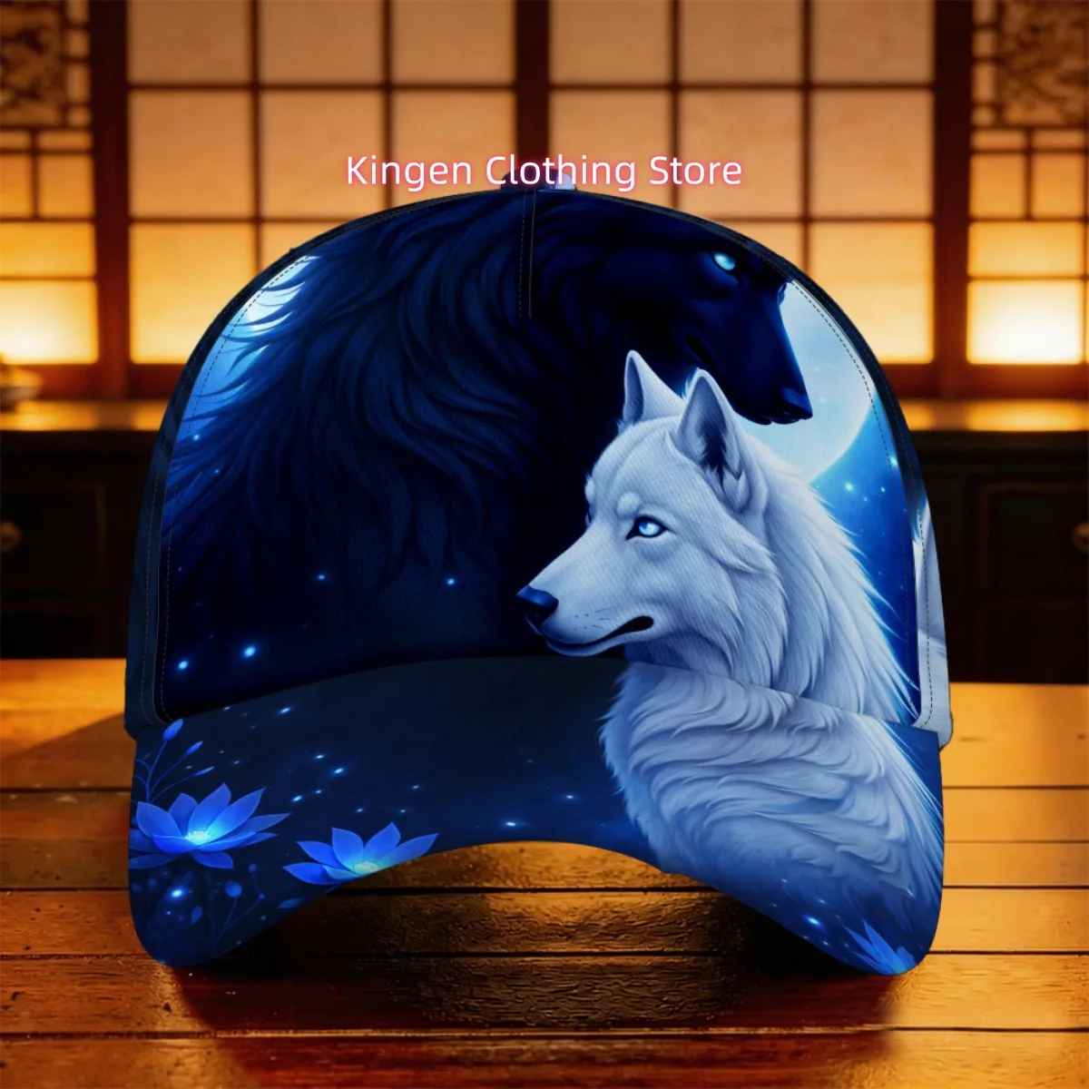 1pc Moonlight Spirit Wolves Baseball Cap Breathable And Lightweight Adjustable Sports Events Trucker Cap One Size Fits Most Dail