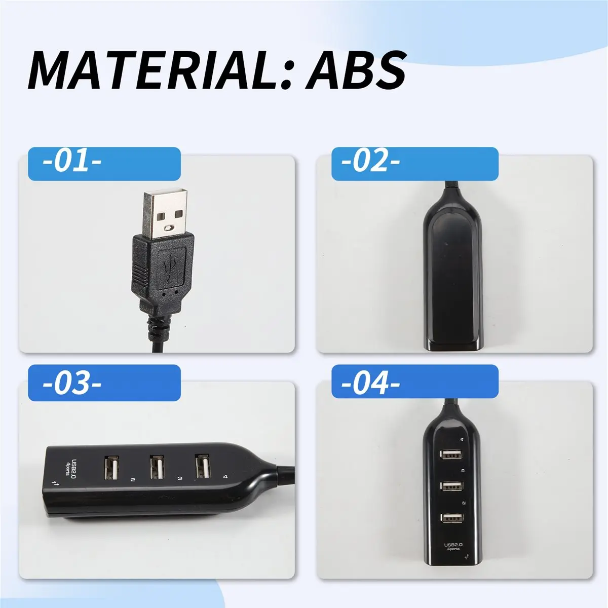 AS62 USB Hub 2.0 Multi-USB High Speed Hub Splitter 4-Port USB Hub Adapter for Laptop Receiver Computer Accessories Black