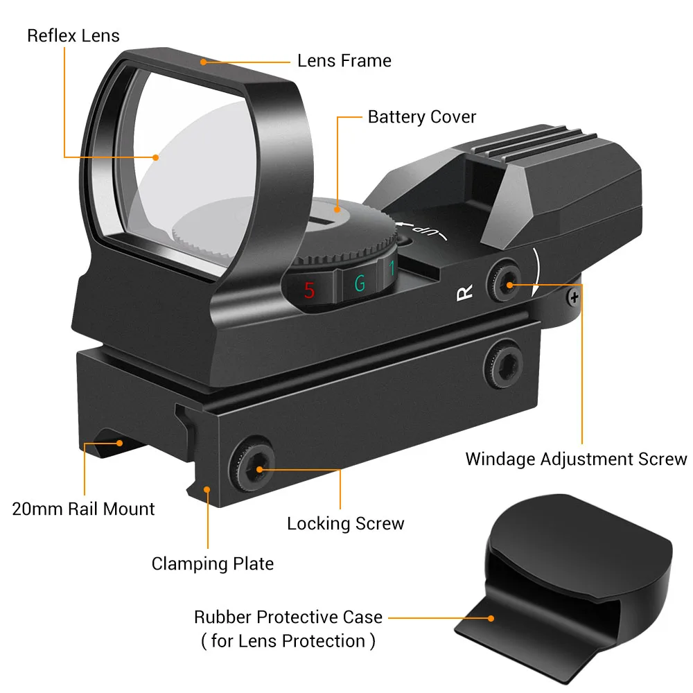 Tactical Riflescope Hunting Optics Red Green Projected Dot Sight Reflex 4 Reticle Scope Collimator Sight for 11mm/20mm Rail