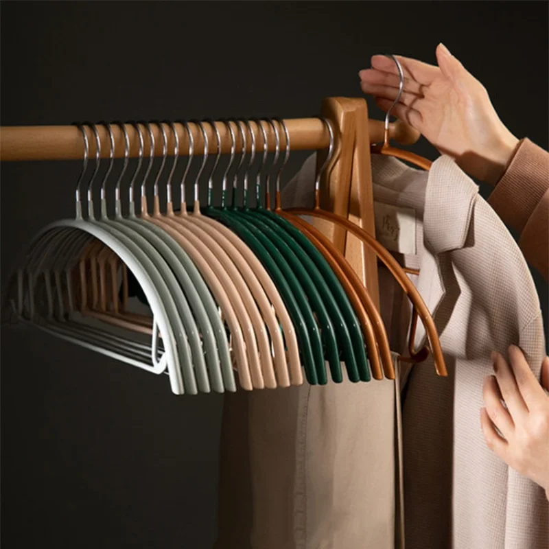 

10pcs/set Stainless steel immersion clothes hanger, household thick anti slip seamless clothes hanger, hook drying clothes rack