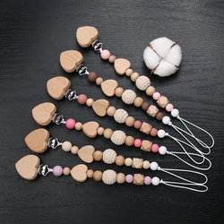 New Heart Baby Anti-Drop Chain Pacifier Clips Silicone Beads Infant Nipple Appease Soother Chain Clips Dummy Holder Nipple Clip