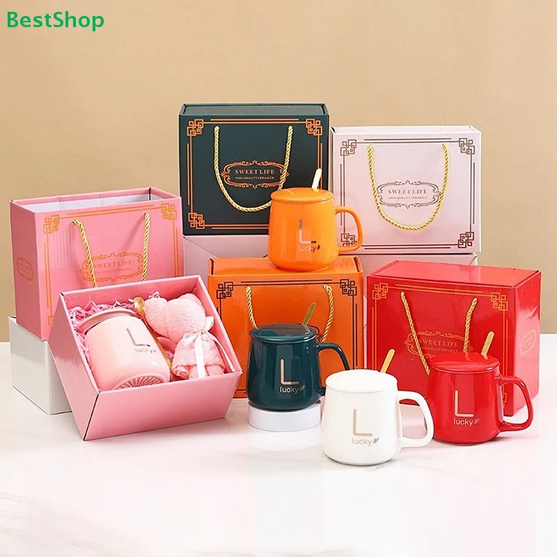♥400ml Ceramic Mug Gift Set – Handheld Coffee/Tea Cup With Handle & Spoon In Gift Box