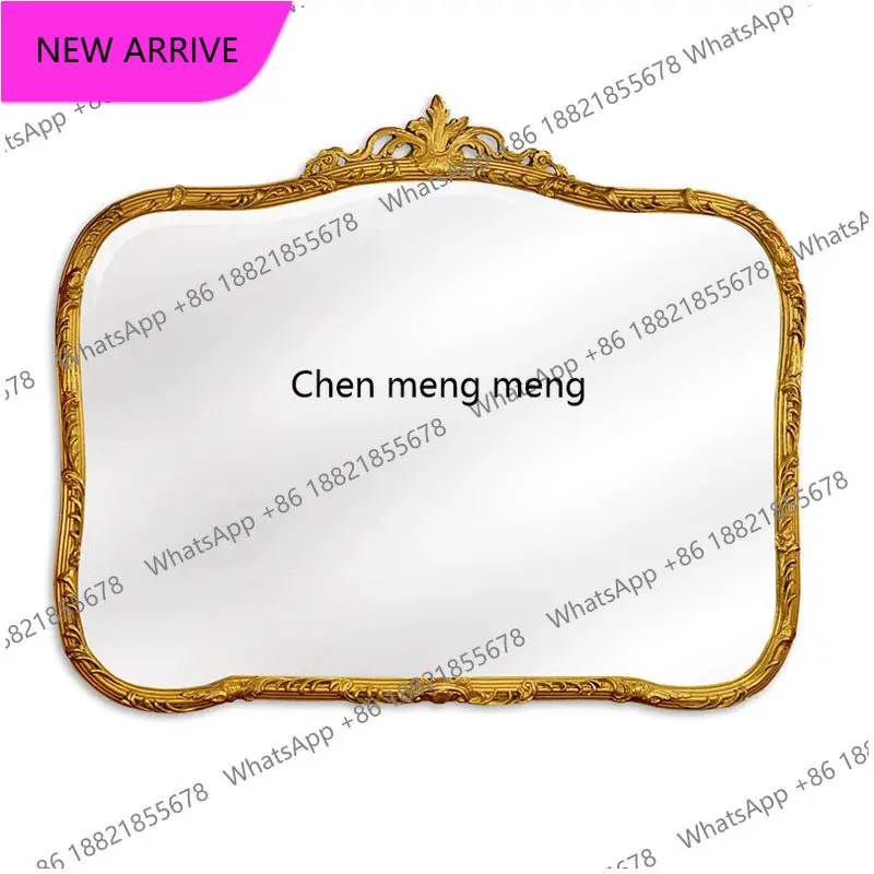 CC Customized square retro bathroom mirror living room wall hanging French carved decorative mirror makeup mirror