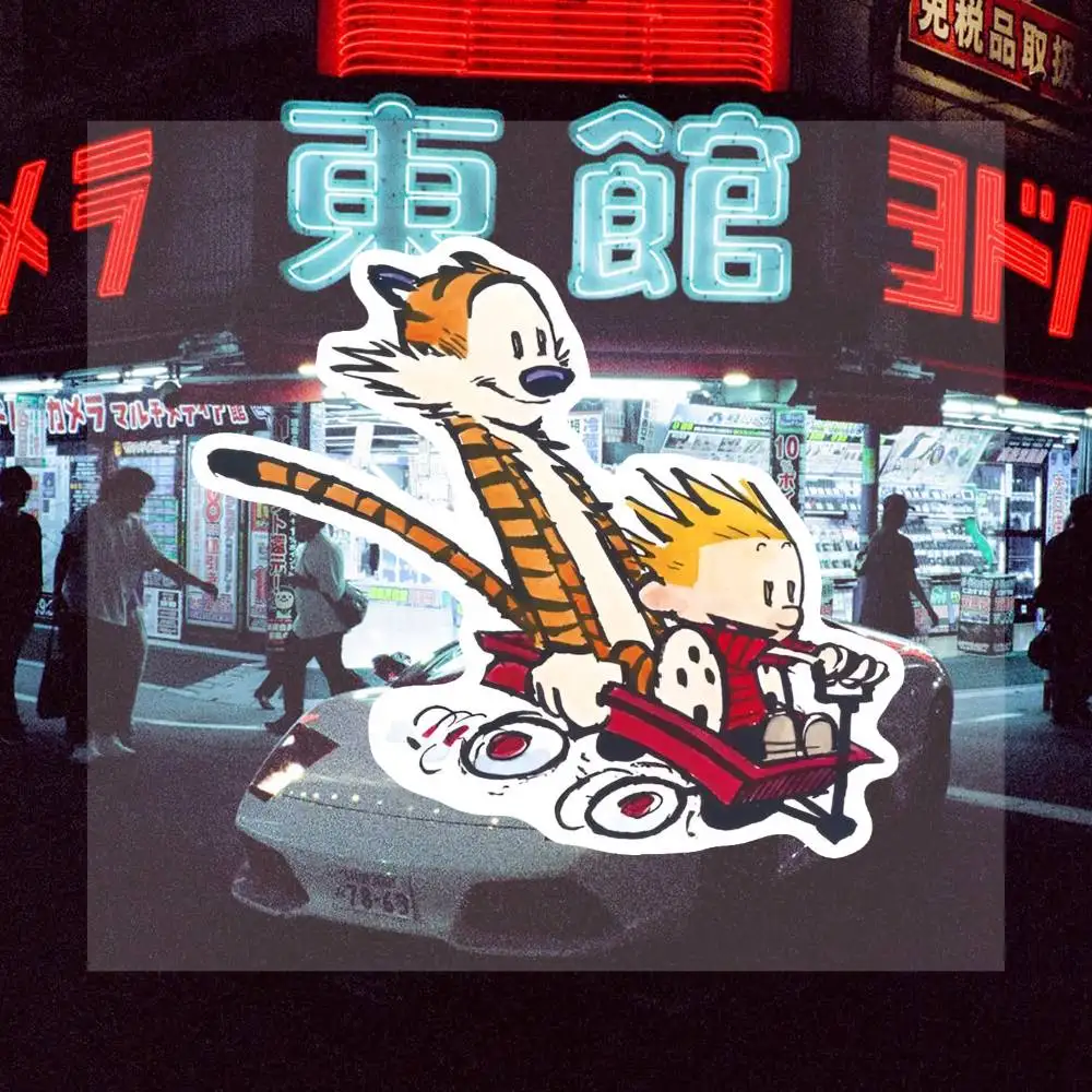 Calvin- An-d Hobbe-s 16cm Creative Sticker Decals For Motorcycle Car Laptop Phone Case Helmet Travel Accessories