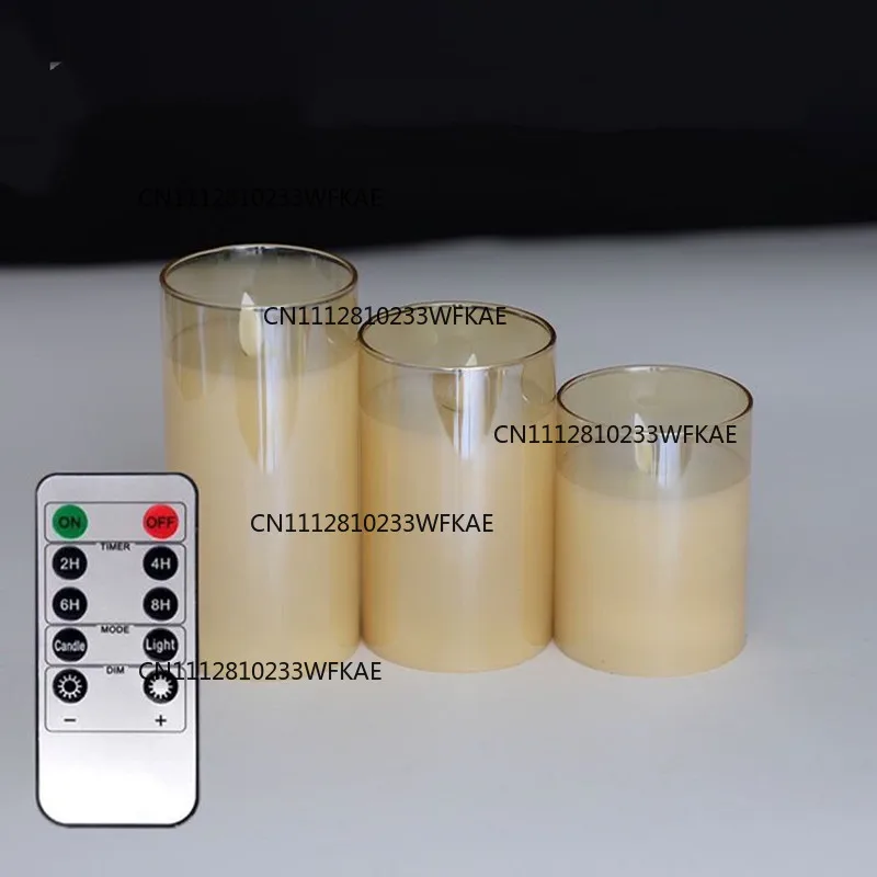 USB Rechargeable LED Flameless Pillar Candle Set Flickering Moving Wick Paraffin Real Wax Remote Controlled W/Timer Glass Lights