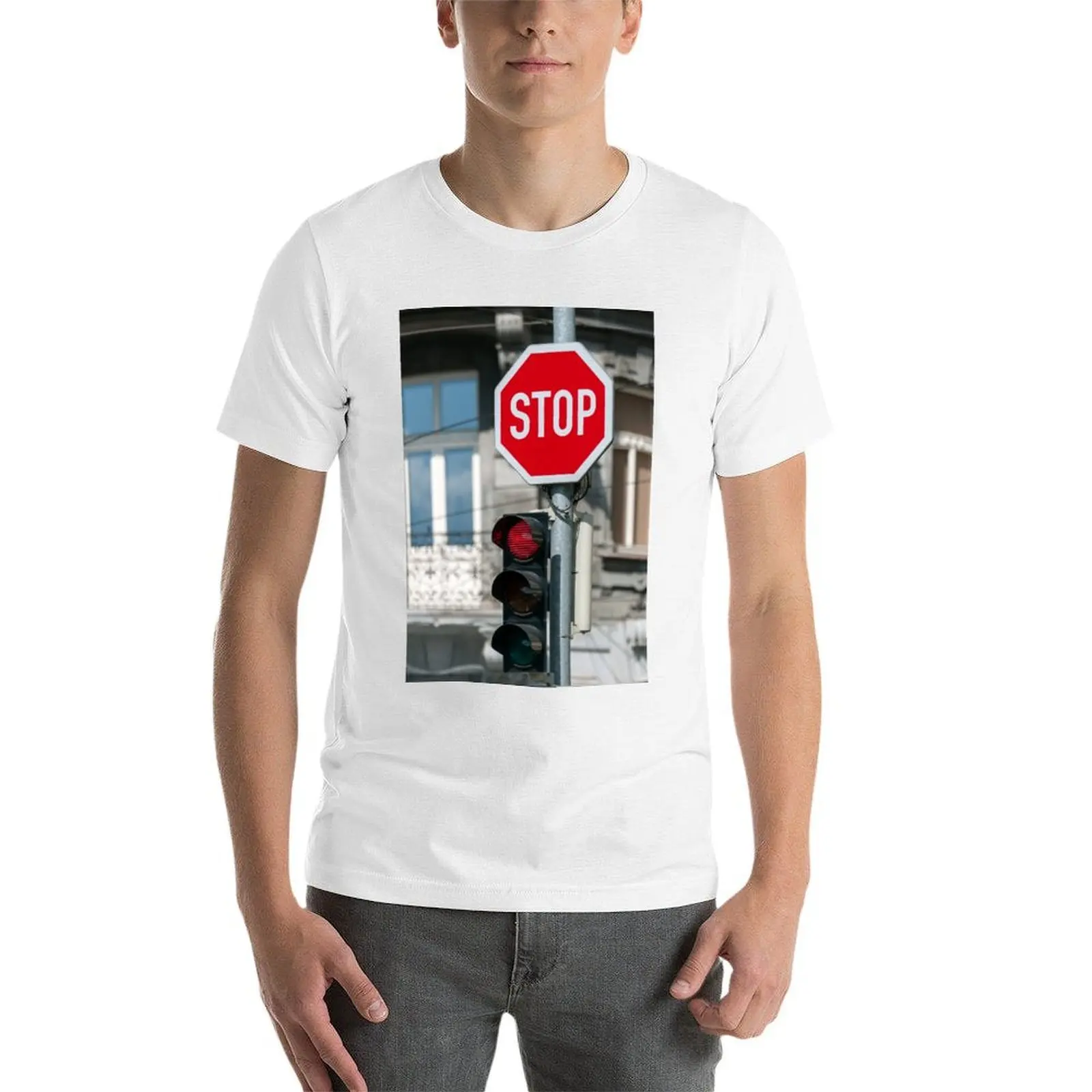 ضوء الرجال. تي شيرت رجالي قمصان تي شيرت جرافيك أحمر للرجال قطن حركة المرور للقمصان g man t