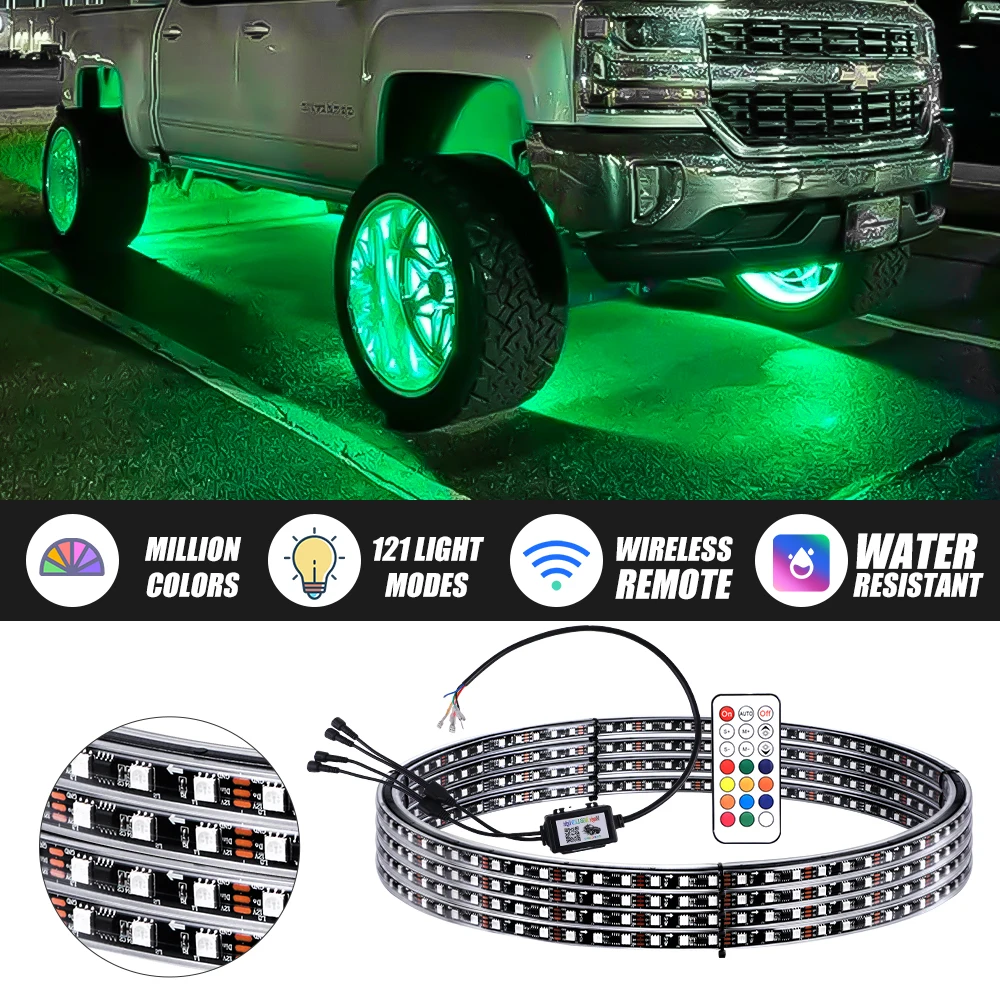 Loyo Double Row Led Wheel Ring Lights Brightest RGB Wheel Rim Lights App Remote-controlled Car LED Wheel Lights For All Car