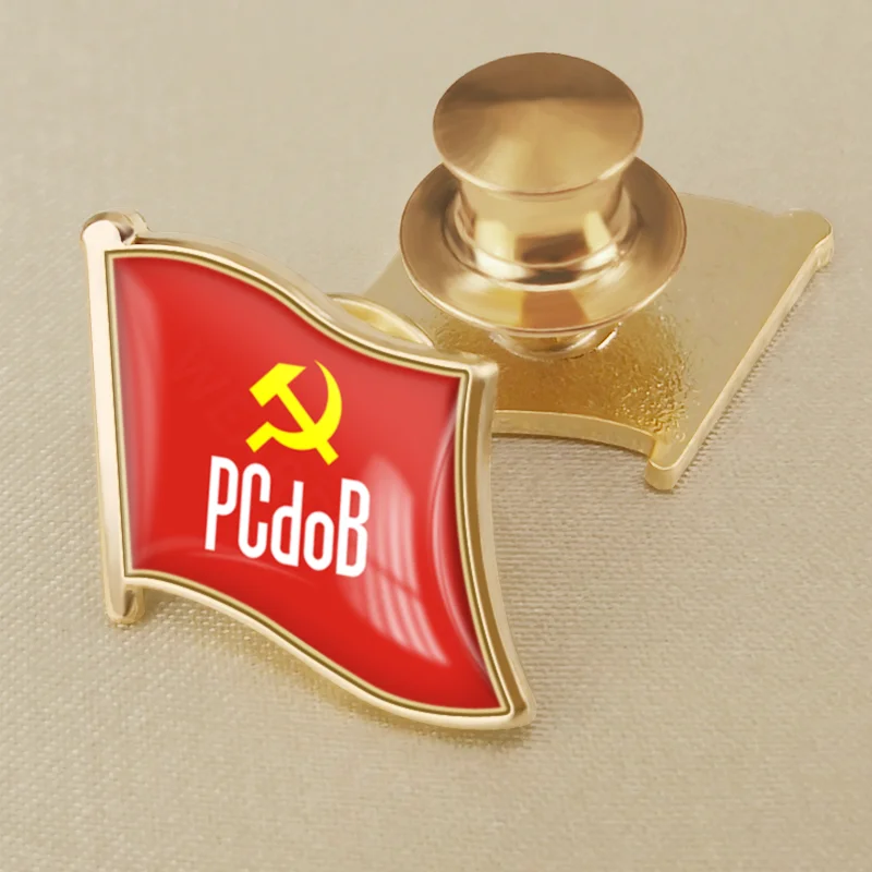 PCdoB Communist Party of Brazil National Emblem Flag Brooches Badges Lapel Pins