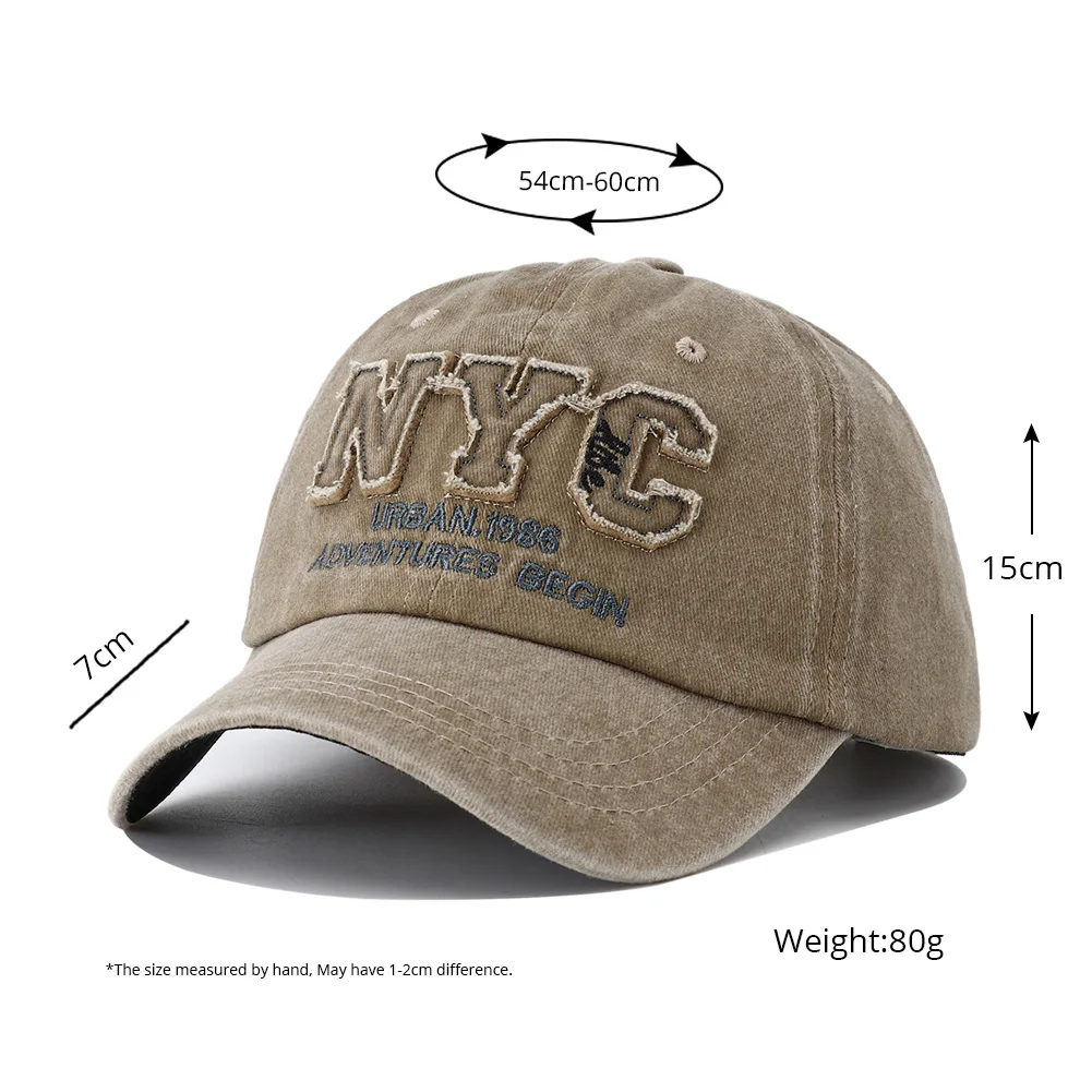 قابل للتعديل مدينة نيويورك التطريز قبعة بيسبول مغسولة خمر الأسود Snapback قبعة الشمس حماية قبعات للآباء للنساء الرجال قبعة منقار البط #6
