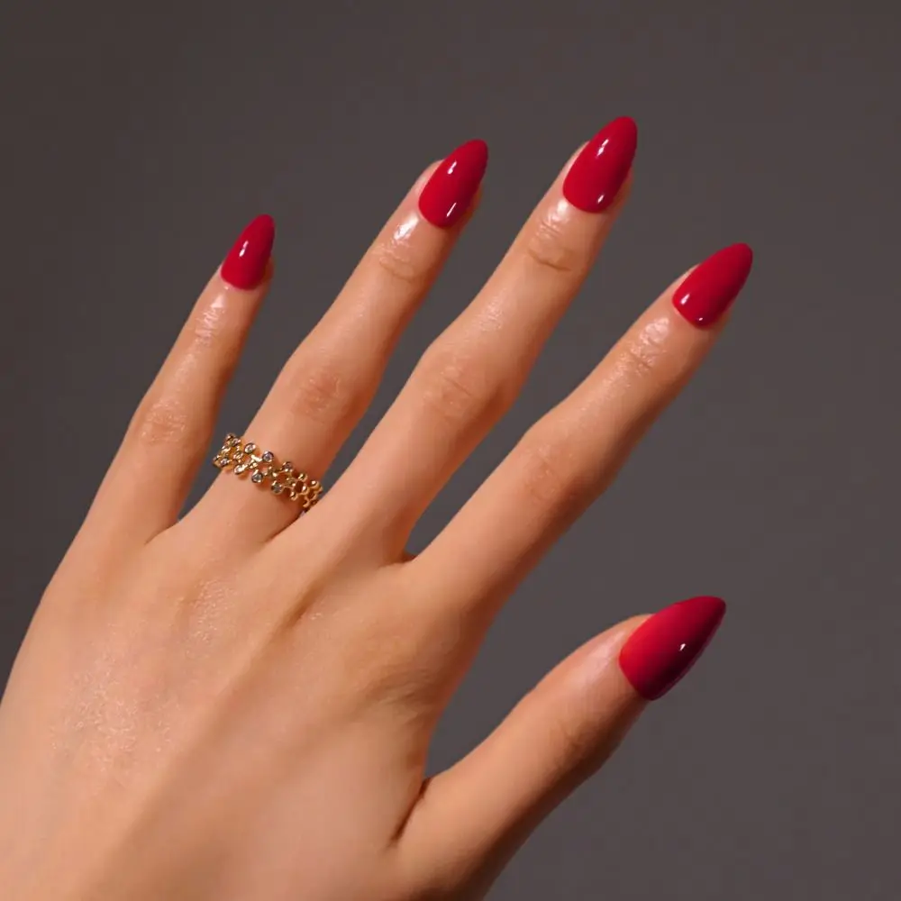 

Manicure Long Almond False Nails French Solid Color Fake Nails Detachable Simple Press on Nails Women