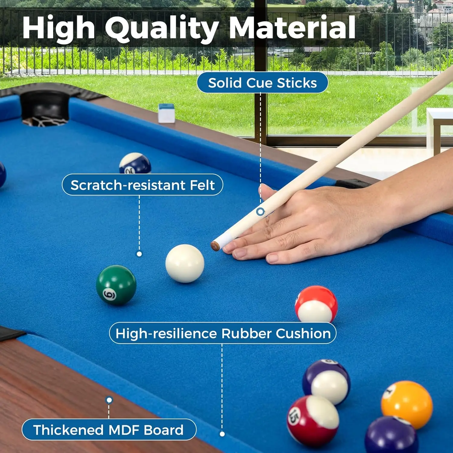 Pool Table, 48 Inch Wooden Billiard Tables with 16 Balls, 2 Cue Sticks, 2 Chalks and Brush, Snooker Table Mini Pool Table