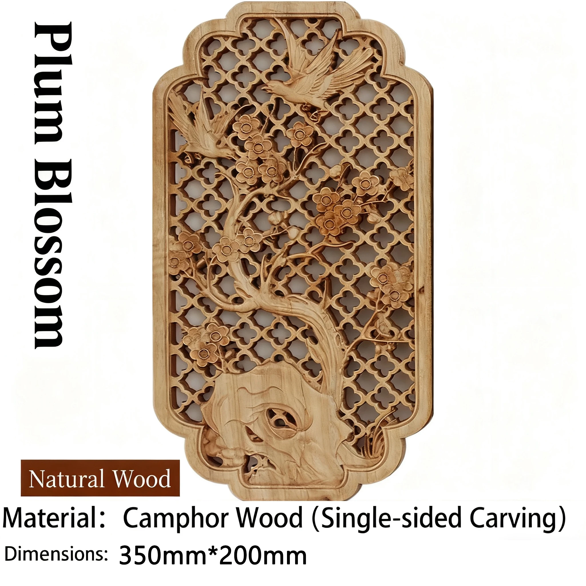 3D Hollow Wood Carving for Background Wall Decoration Chinese Blessing Culture Woodcraft Camphor Lucky Carved Wall Pendant