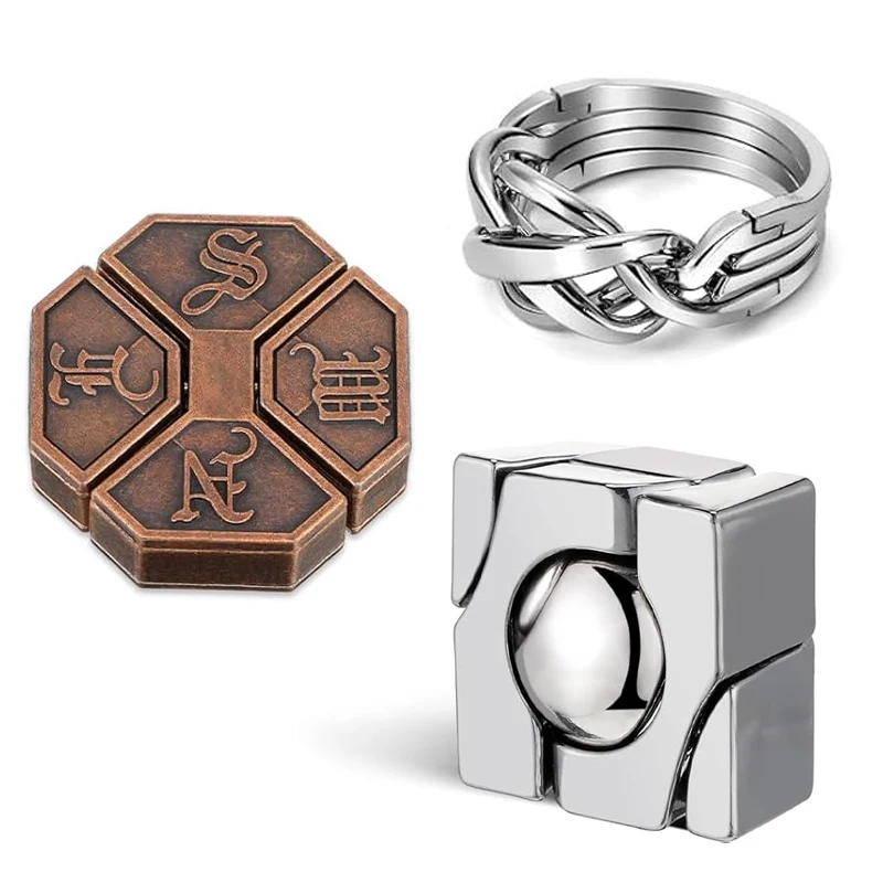 

3 шт., классические IQ, волшебные перегородки, металлические головоломки, головоломки для отпуска, игры для умных вызова, обучающие подарки для детей и взрослых