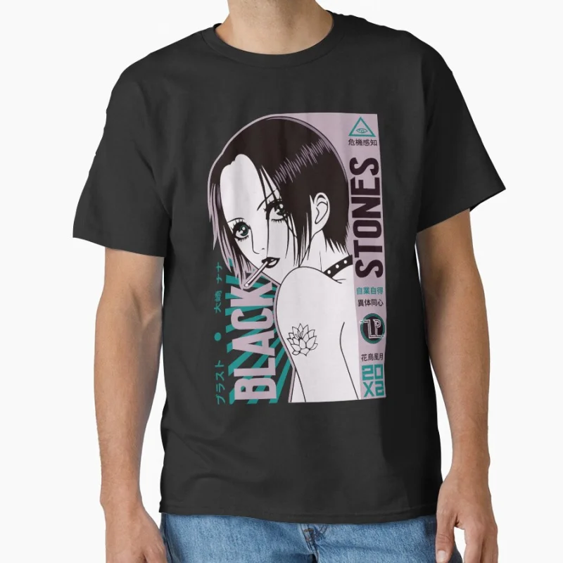 

Nana Ōsaki 1027 The Black Stones Punk Band Anime T shirt for man Large size Tops Manga Graphic Print Y2k Clothes Cartoon Tee
