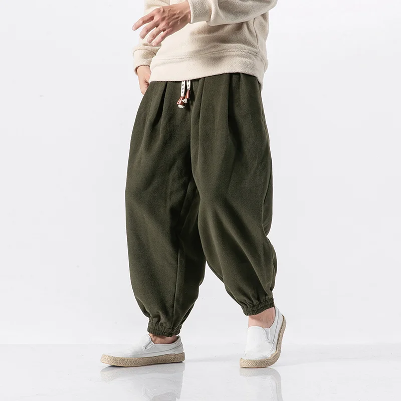 

Chinese Style Plus Size Harem Pants Thick Loose Bloomers Fashion Baggy Pants 2022 Harajuku Jogging Oversize Joggers Men Clothing