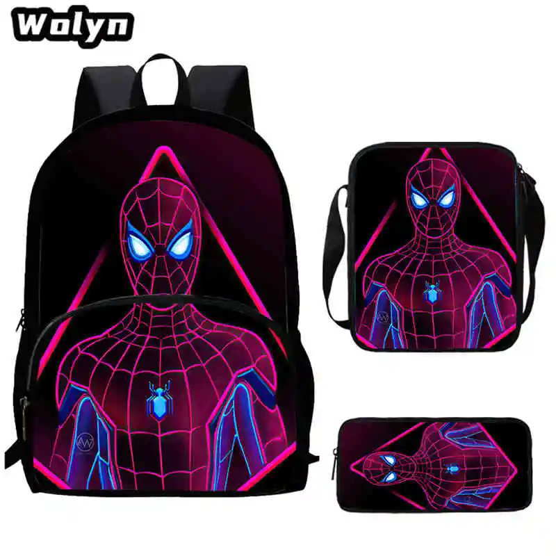 

Child School Backpack with Front Pocket,Shoulder Bags,Pencil Bags for Aged 5-10,Cartoon Spider-Man School Bags for Boys Girls
