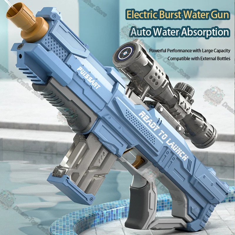 Pistola ad acqua elettrica giocattolo per ragazzi Aspirazione automatica Blaster ad alta pressione Illumina Soaker all'aperto Spruzzi di tiro Bambini Giocano a regalo