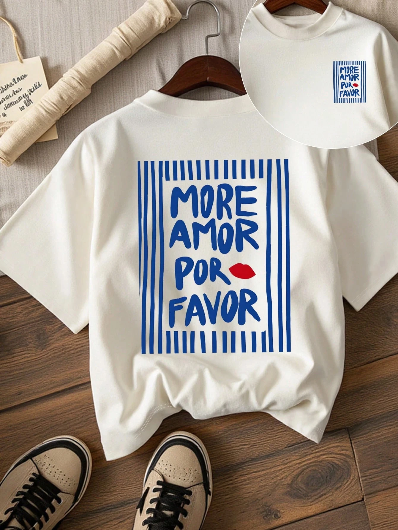Summer More Amor Por Favor Creative Design Round Neck Suitable for Surfing Beach T-shirt Summer Spring Women Short Sleeves