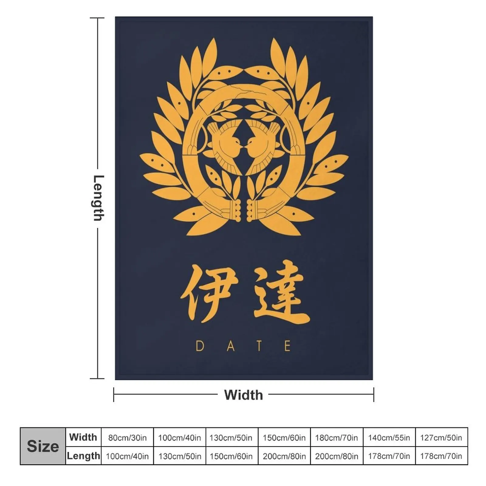 Date Clan kamon with Clan Name Throw Blanket for babies Decoratives Blankets