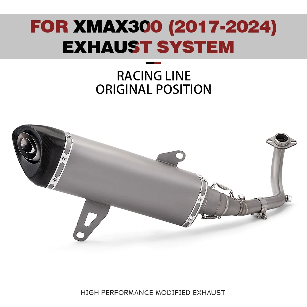 High - Efficiency Titanium Full Motorcycle Exhaust system Carbon Fiber Muffler Escape Blue Front Link Pipe For Xmax300 Xmax 300