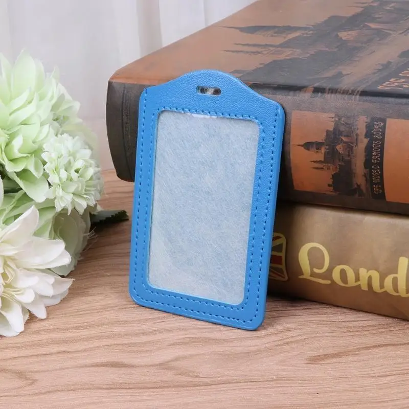 50LE 10 COLOR Window Business Work Card Leather For Case Badge Vertical
