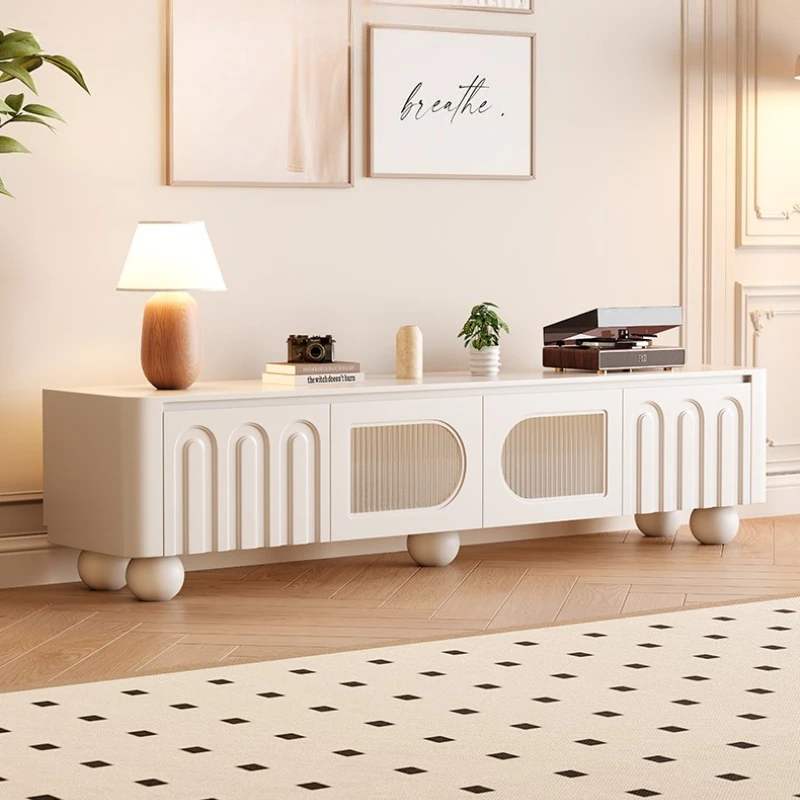 French TV Cabinet Living Room Cream Wind Floor-to-ceiling Household TV Cabinet Solid Wood Premium Sense meuble tele Furniture