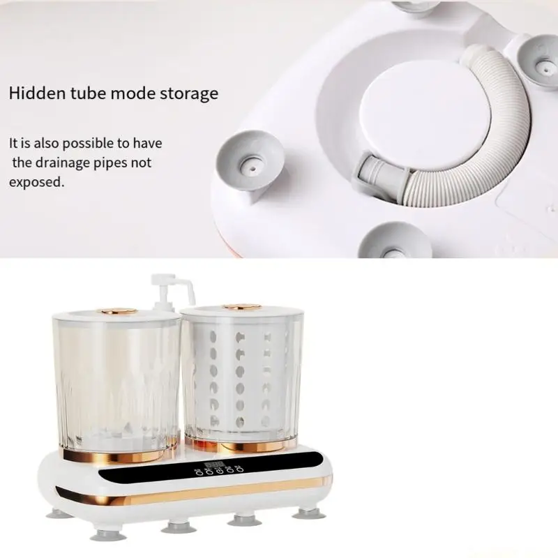 D0AB Compact Washer Energy Saving Portable Twin Chamber Washing Machine Portable Underwear Panties Washer for Small Spaces