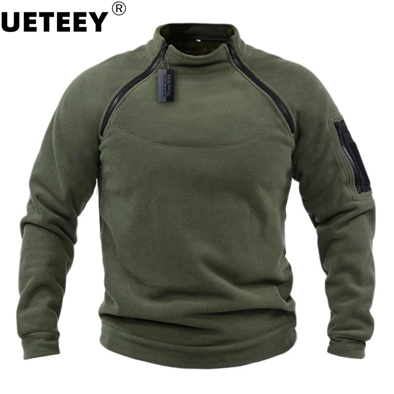 Männer US Taktische Outdoor Jacke Jagd Kleidung Warme Seitliche Reißverschlüsse Fleece Pullover Mann Winddicht Herbst Mantel Militär Unterwäsche