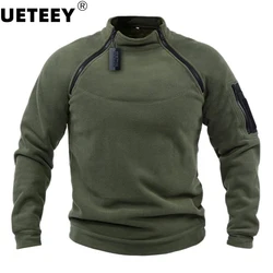 Men's US Tactical Outdoor Jacket Hunting Clothes Warm Side Zippers Fleece Pullover Man Windproof Autumn Coat Military Underwear