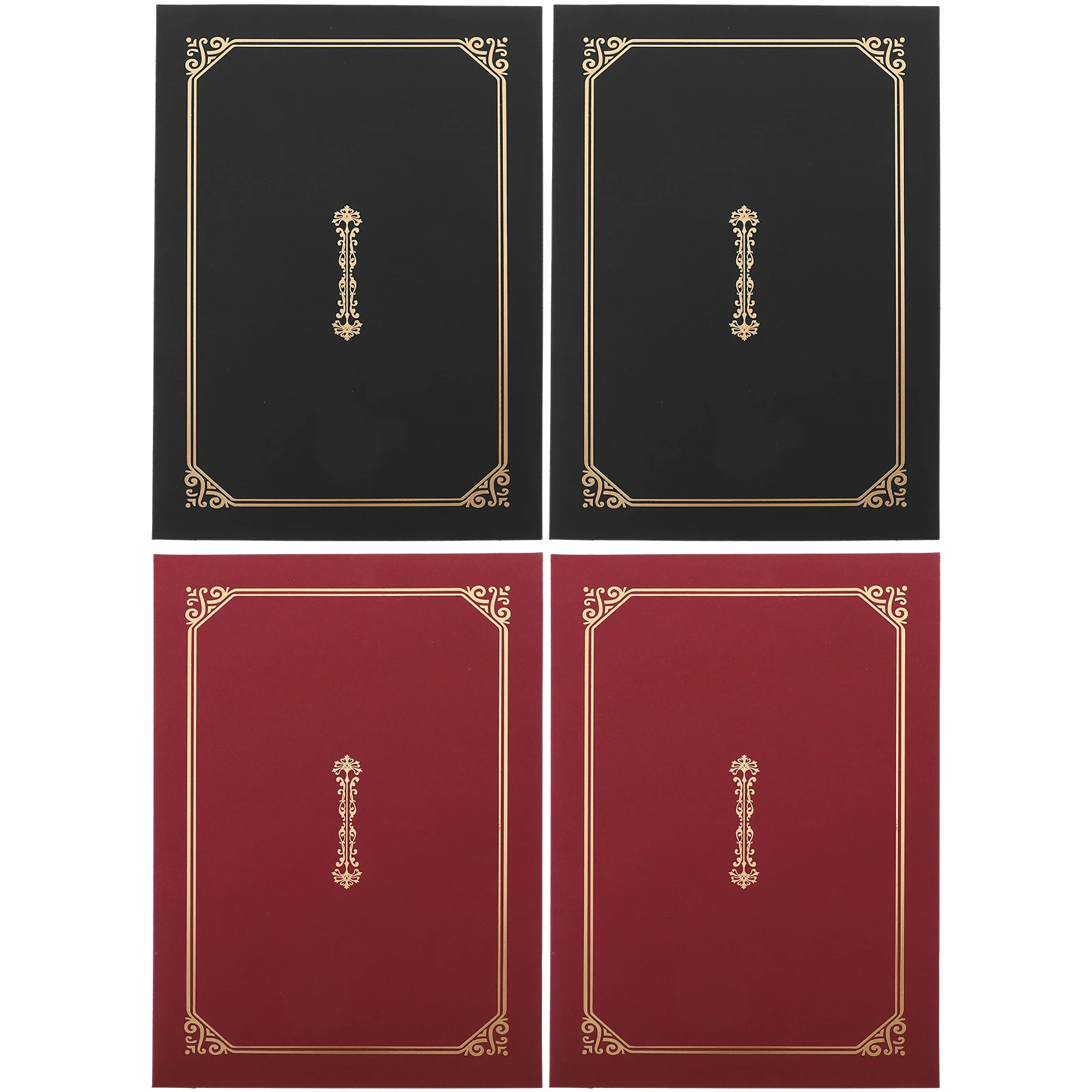 

4 Pcs Honor Certificate Cover A4 Size Black Gold Paper Diploma Holders Award Envelope Presentation Folder Set Document Storage