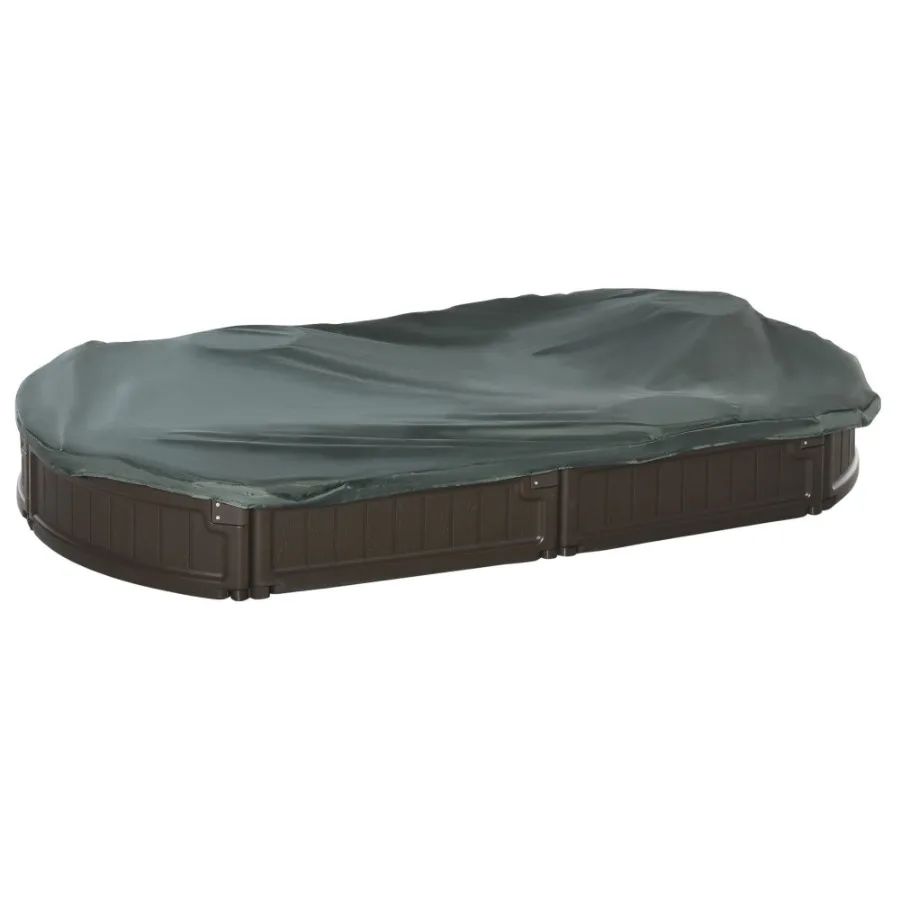 Outdoor Sandbox with Cover Garden Bed Easy Assembly 's Oval Sandbox for Backyard Brown 72 x 41.25 x 8.75