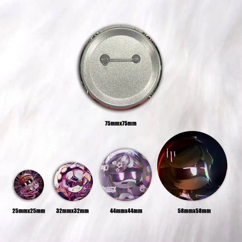 Anime M-Murder D-Drones N Lizzy Uzi Badge Tinplate Meme Round Brooch For Hat Bag Creative Lapel Jewelry Accessories Gifts