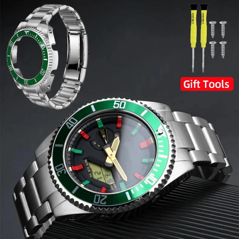 GA2100 Upgrade Stainless Steel Mod Kit Fit Rolex Style for Casio G-SHOCK GA-2100 GA2110 GA-B2100 Modified Metal shell&strap