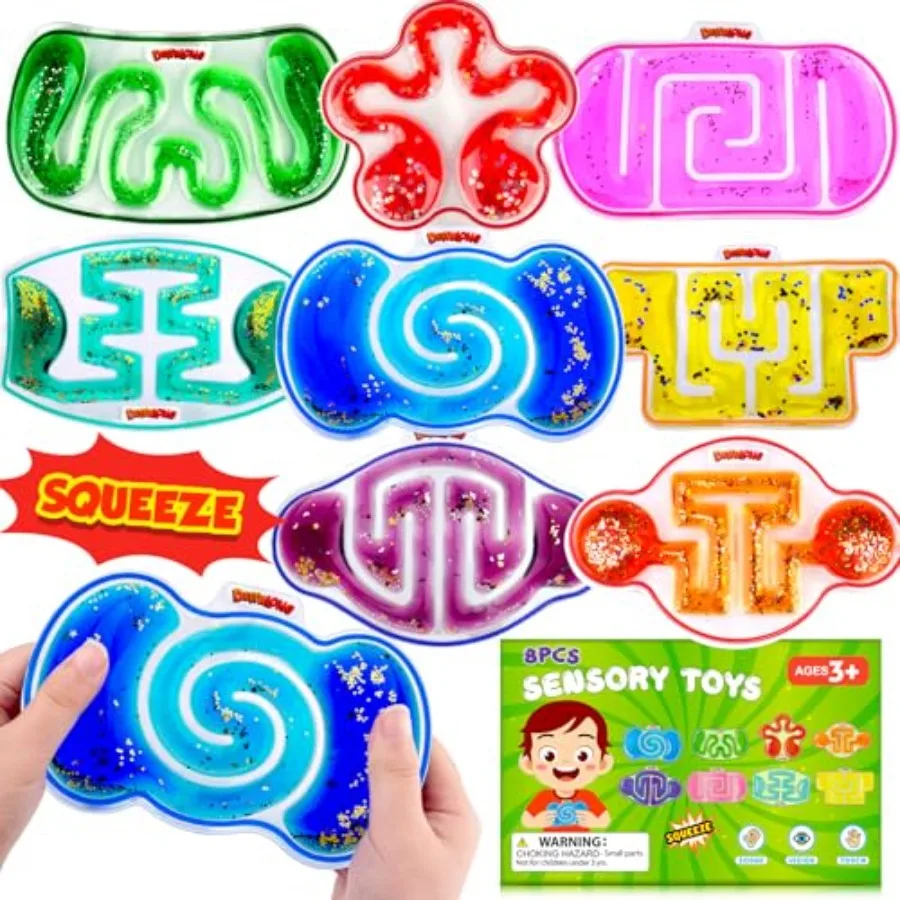 

Squishy Sensory Toys for - 8 Pack Fidget Toy Sensory Maze for Autism Special Needs - Fun Fidgets for Student Classroom Prize St