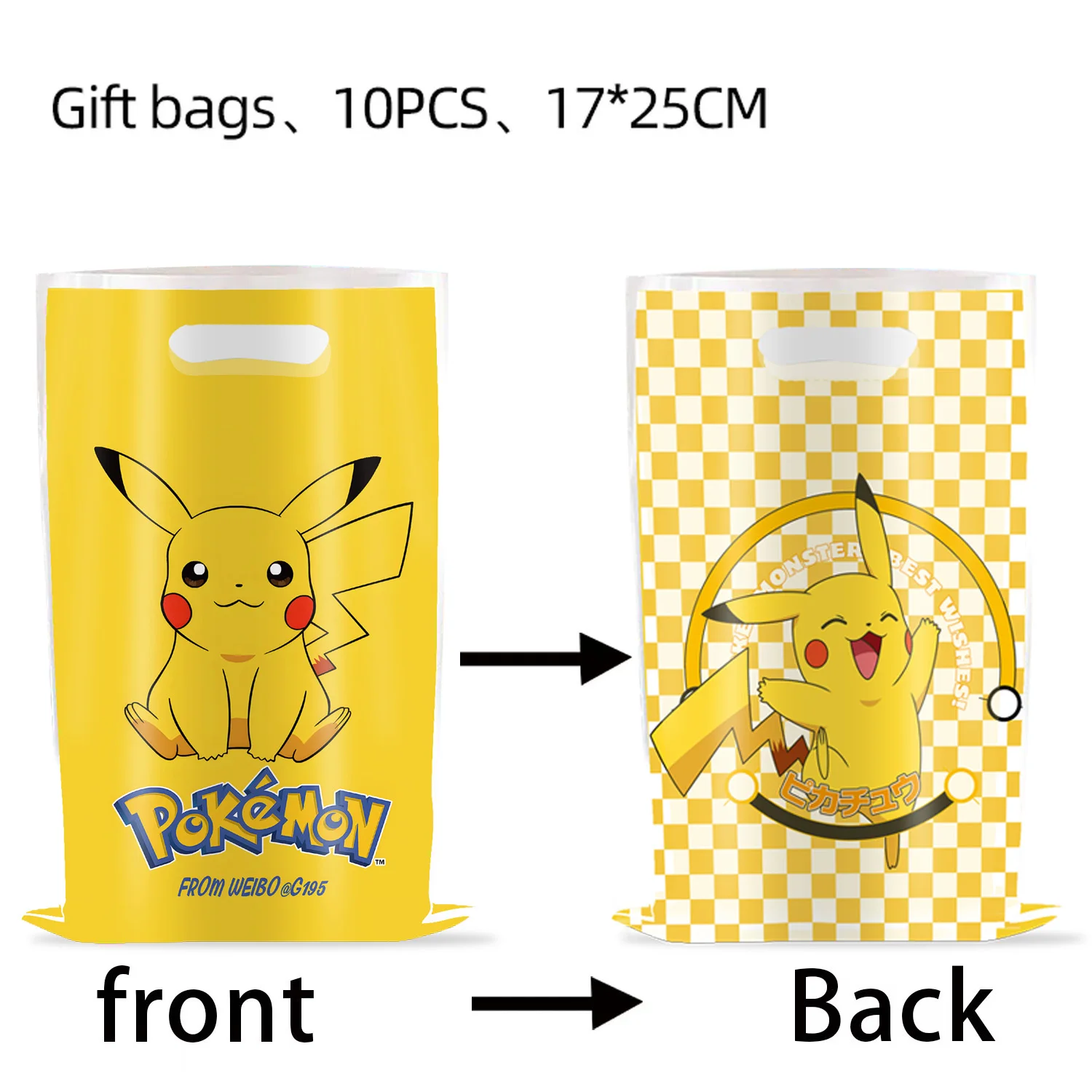 10–50 Stück Pokémon-Geschenktüten zum Geburtstag, Plastiktüten für Süßigkeiten und Schatzsuche mit Griffen, geeignet für Partygeschenke und Werbegeschenke