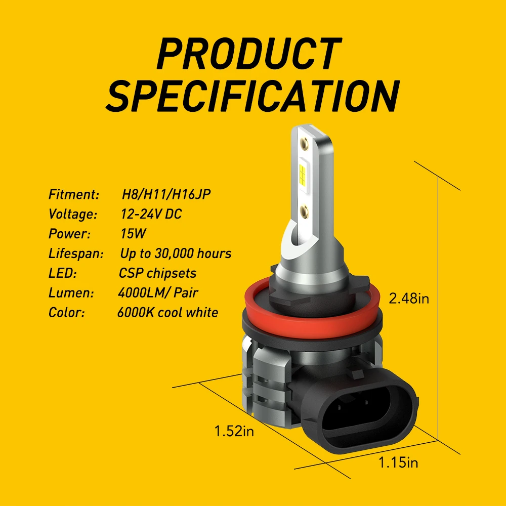 مصباح ضباب مع سويتشباك مزدوج باللونين الأبيض والأصفر ، H8 ، H11 ، H9 ، 49 ، HB4 ، DRL ، قيادة السيارة ، مصابيح تشغيل ، 208 K ، K ، 2 ks #6
