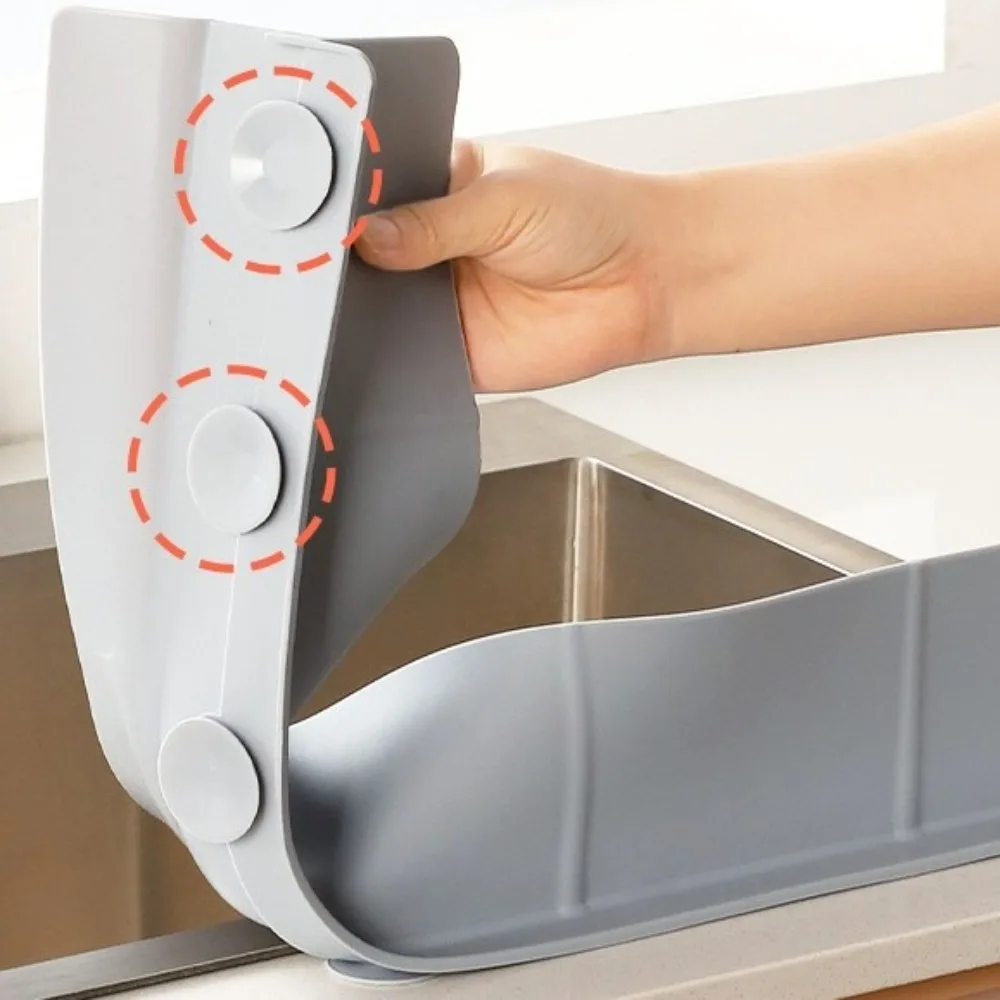Flexible Silicone Sink Barrier with Large Suction Cup Anti-splash Sink Anti-Splash Strip Strong Adsorption Soft