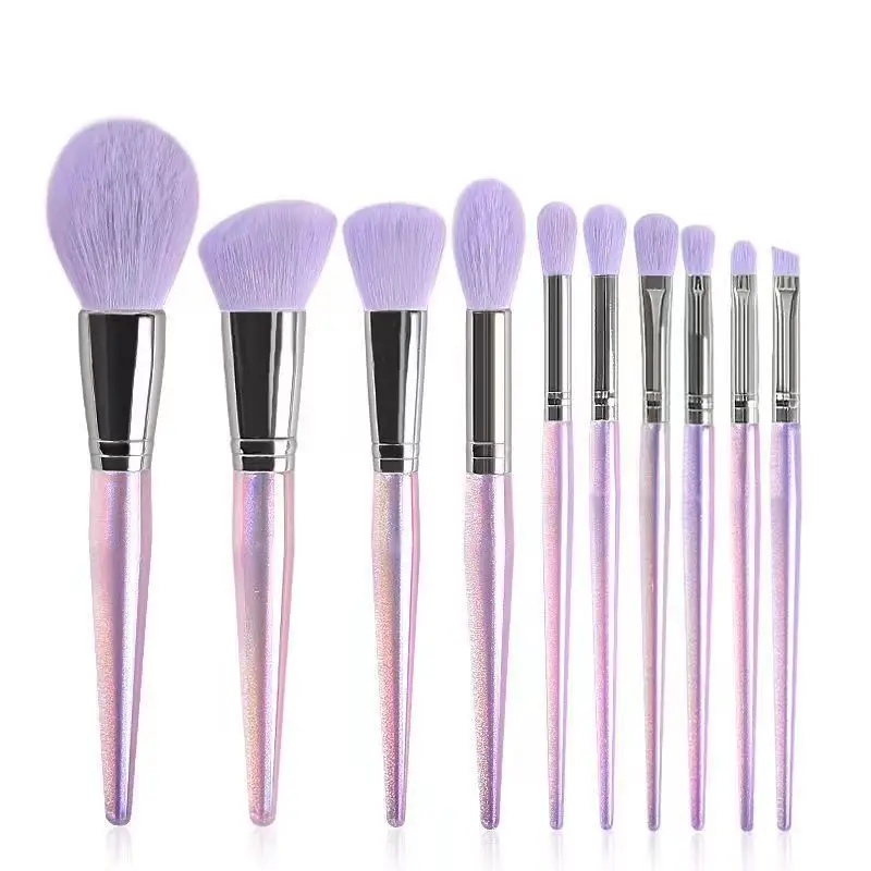 10Pcs Set Makeup Brushes With PU Bag Eye Shadow Eyebrow Brush Facial Brush Portable Cosmetic Tools For Women