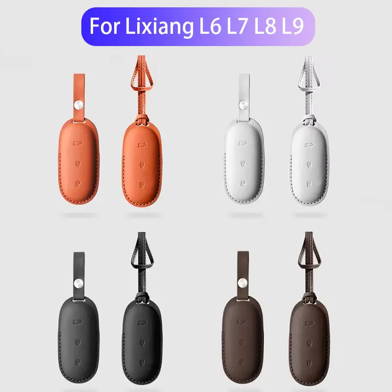 

Leather Car Smart Key Fob Case Cover For Leading Ideal Li Auto Lixiang One L7 L8 L9 2022 2023 2024 Keychain Key Protection Shell