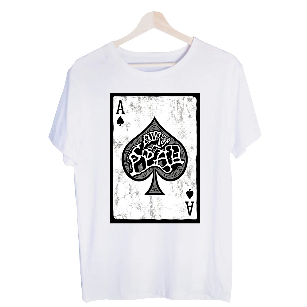 Men's Ace of Spades Poker Card Graphic Tee, Short Sleeve Crew Neck T-Shirt for Casual Streetwear and Everyday Wear