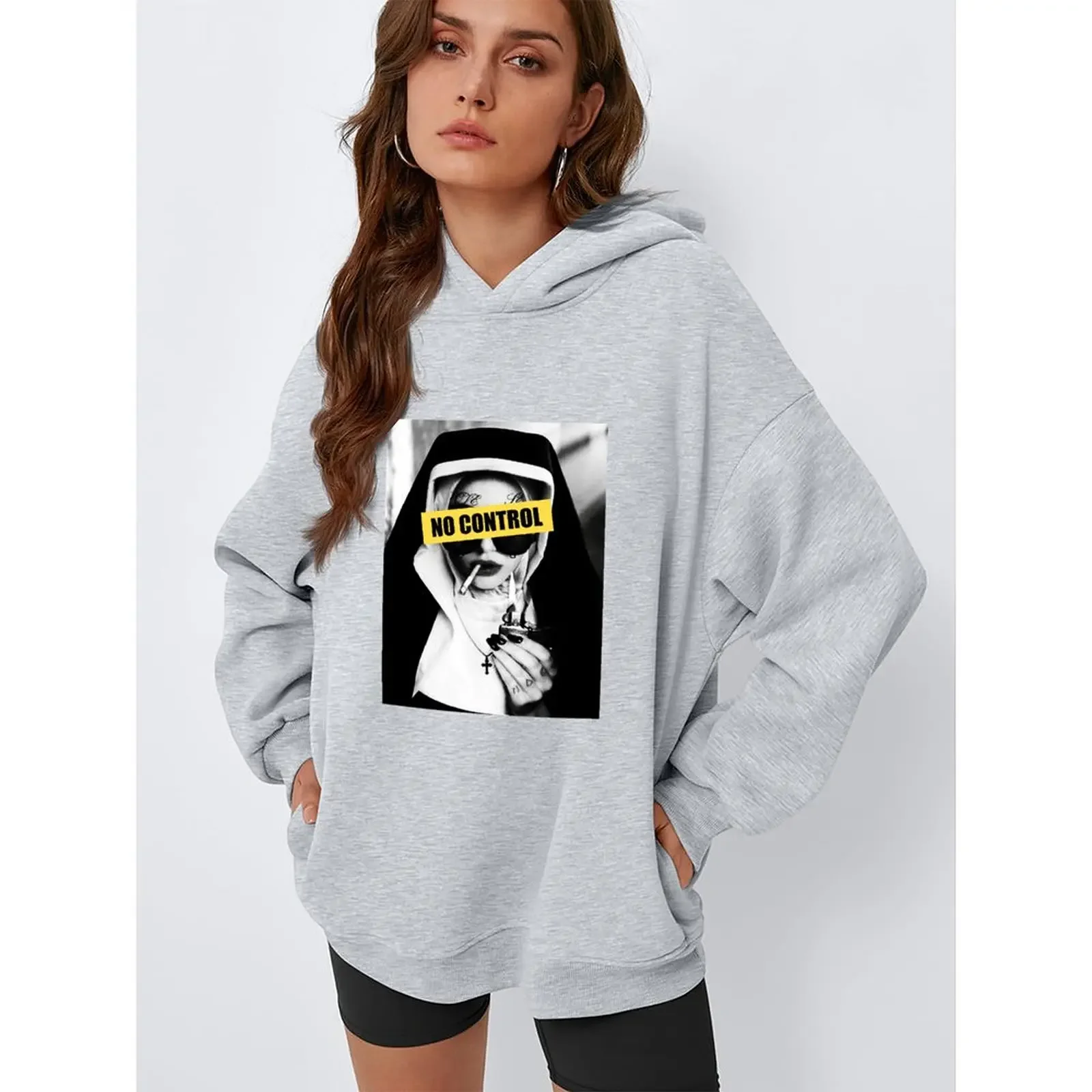

Comfortable Fabric Casual Hoodie Autumn Winter Wear Cozy Apparel Female Fashion Print Pattern Casual Printed Hoodies