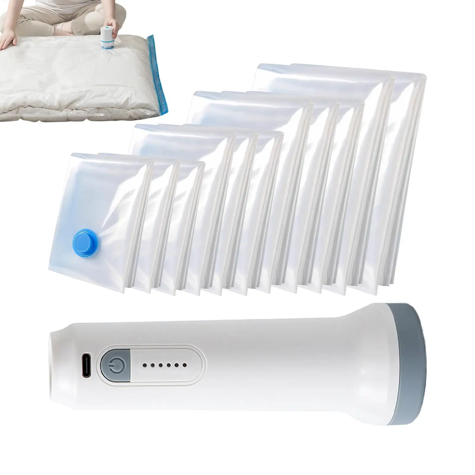 Clothing Compression Organizer Vacuum Sealing Bag 11 Pieces Moving Storage Pouch With Electric Pump For Cloth Blankets Quilt