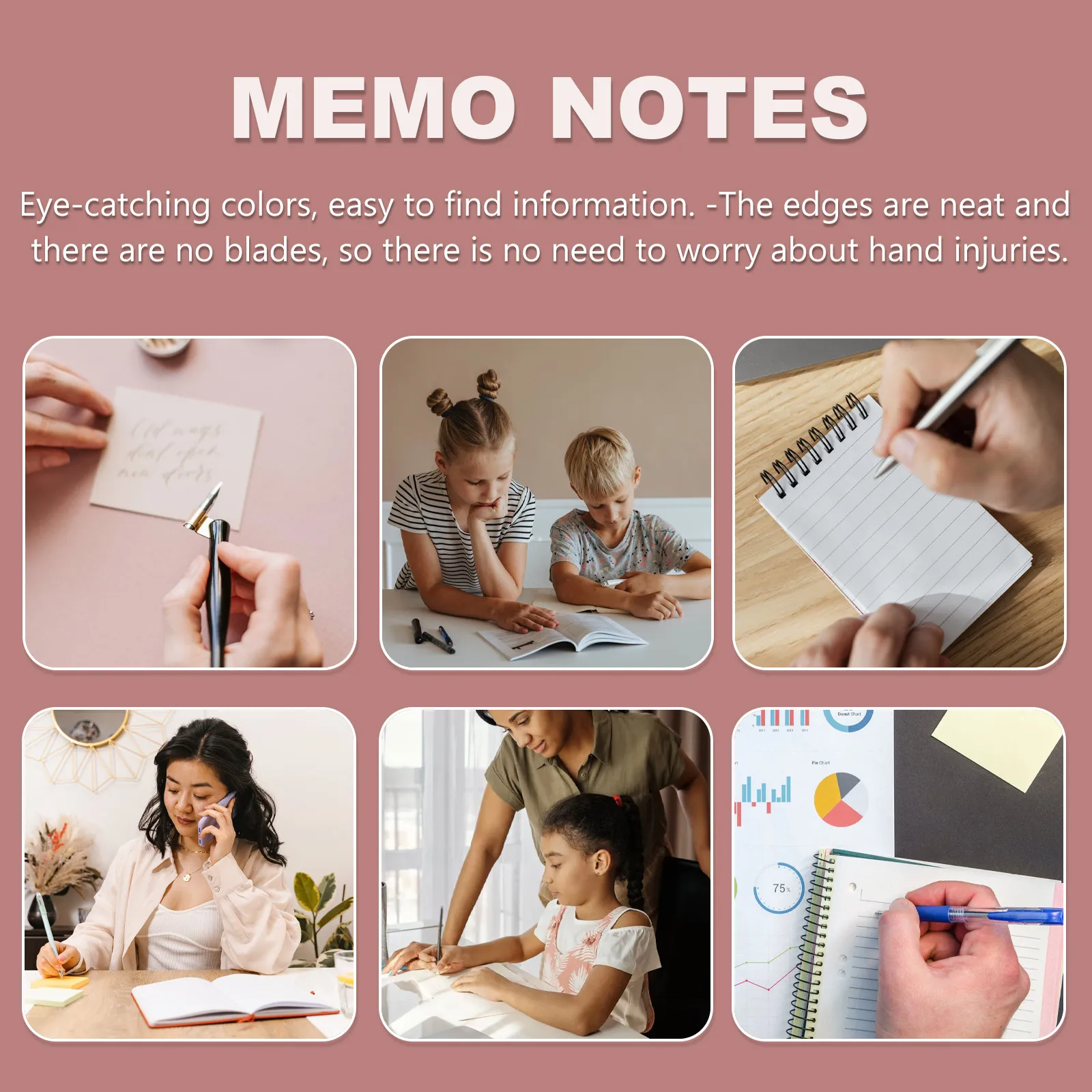 

12Pcs Memo Stickers Self-Adhesive Notepads Classification Marking Notes Pad for Students Professionals Creative Mood Boosting