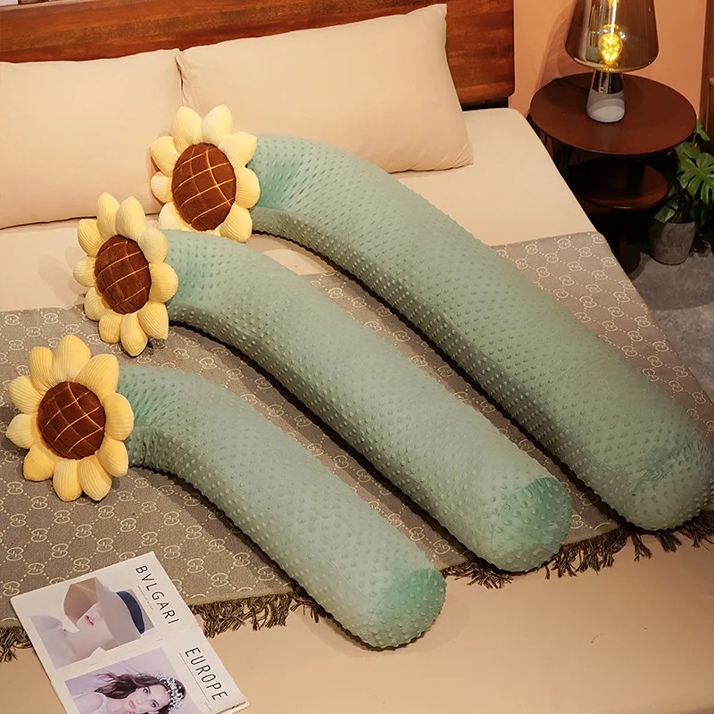 Kawaii Giant Long Plush Plants Flower Dolls Cylindrical Throw Pillow Plush Lovely Sunflower Toys Cushion Room Sofa Bed Decor