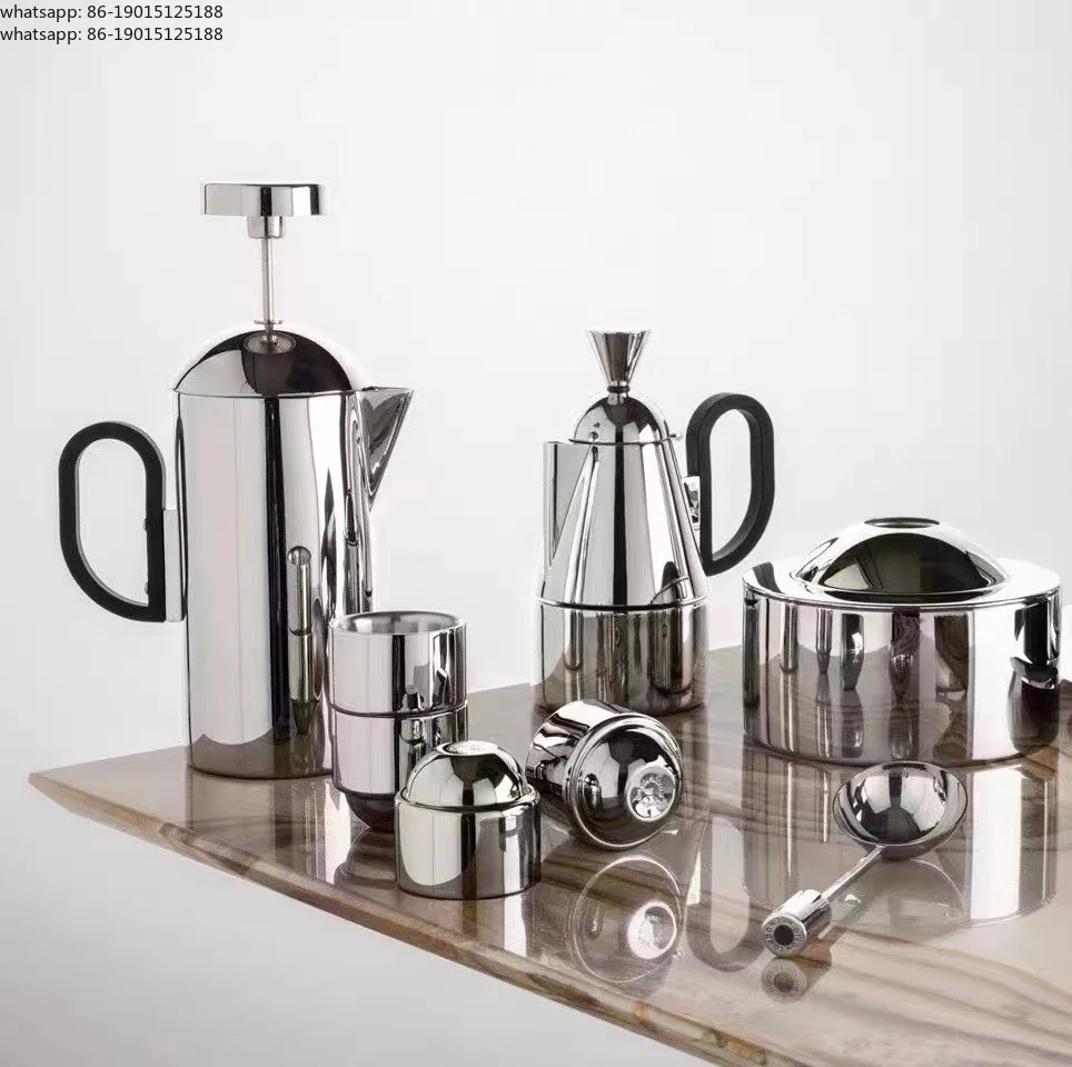 Modern light luxury coffee utensils kitchen stainless steel hand brewing pot simple coffee teapot tea cup ornament